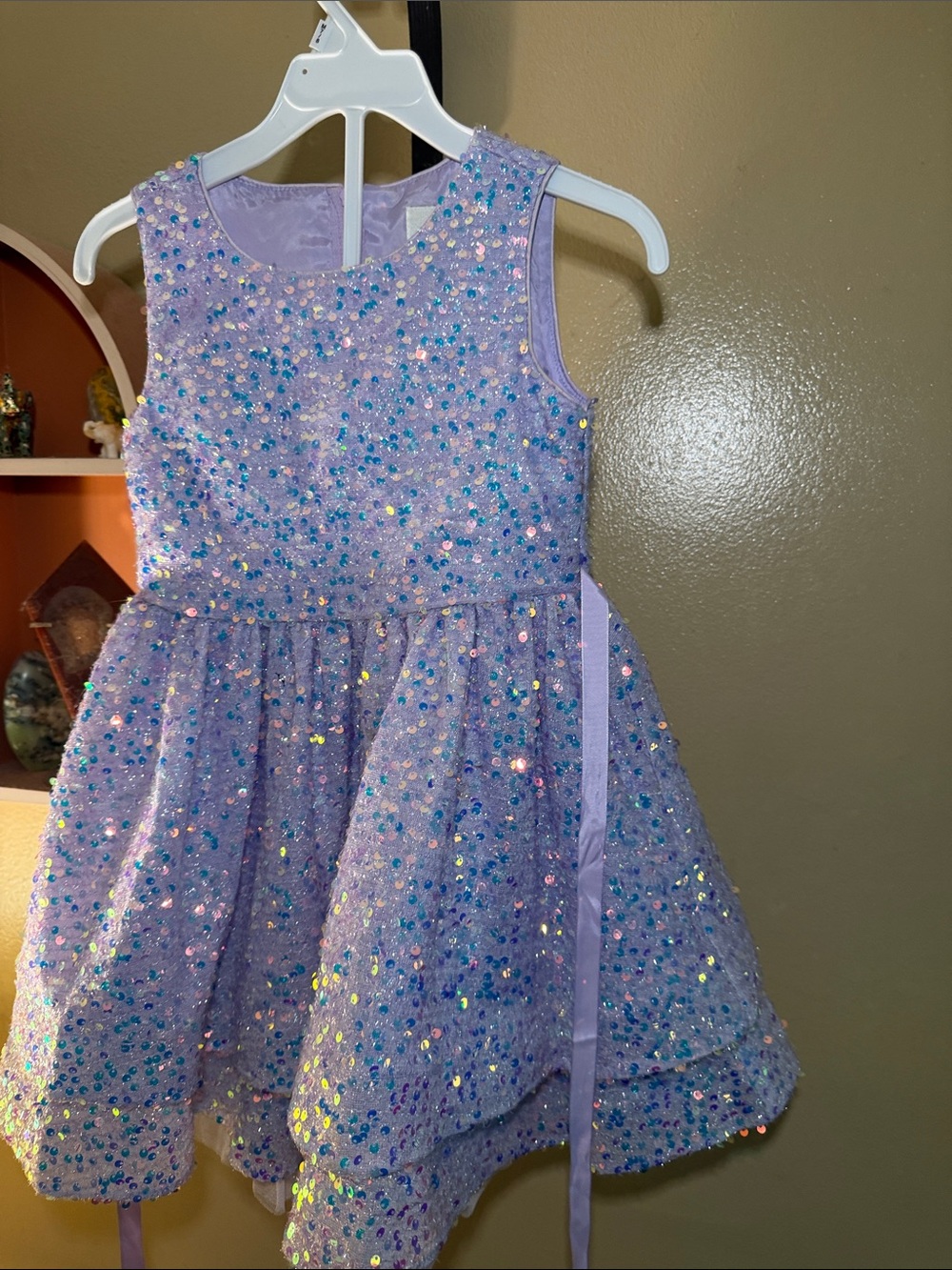 Rare Editions Lavender Sequin Dress with Iridescent Accents